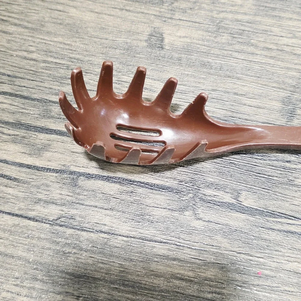 Ekco USA Spaghetti Server Pasta Fork‎ Spoon Utensil Brown Dishwasher Safe VTG